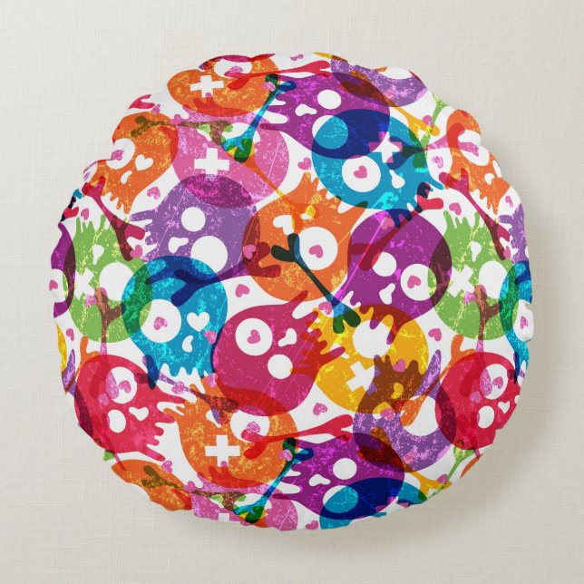 Skulls pattern 3 round cushion (Front)