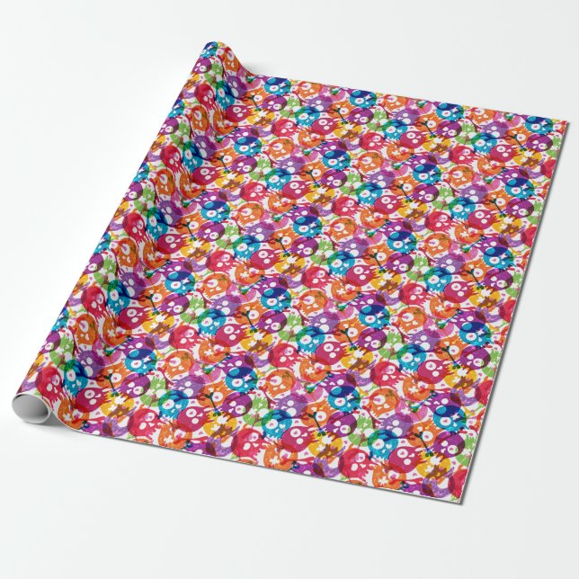 Skulls pattern 3 wrapping paper (Unrolled)