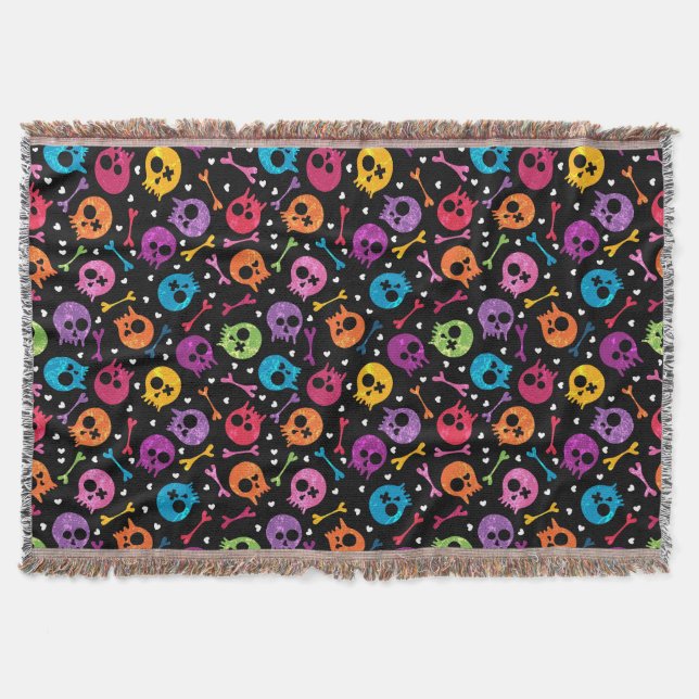 Skulls pattern throw blanket (Front)