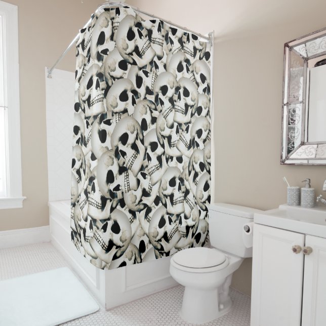 Skulls Patterned Shower Curtain (In Situ)