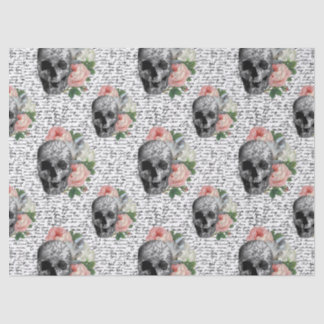 Skulls & Pink Roses Tissue Paper