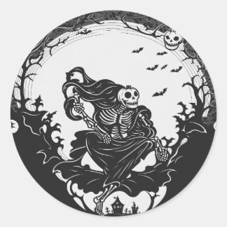 Skulls & Pumpkins: The Perfect Halloween Duo Classic Round Sticker