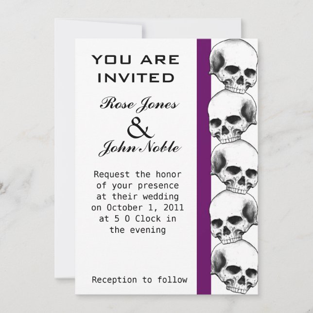 Skulls (Purple) Wedding Invitation (Front)