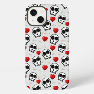Skulls & Red Hearts Halloween Pattern iPhone 13 Case
