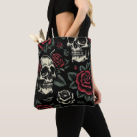 Skulls & Red Roses Gothic Floral 