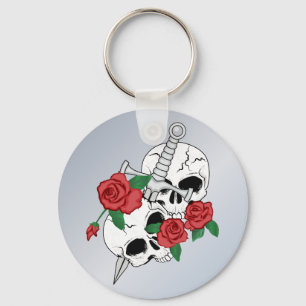 Skulls, Roses and Dagger Key Ring