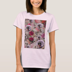 Skulls Roses and Pink Disco Balls T-Shirt