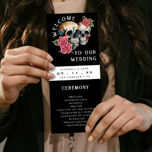 Skulls & Roses Black Wedding Programme