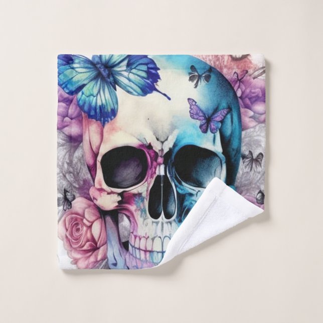 Skulls,roses & butterflies wash cloth (Wash Cloth)