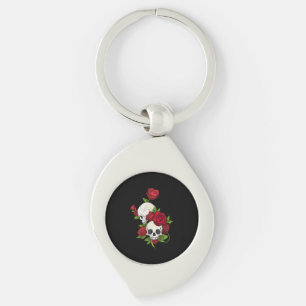 Skulls Roses Día de Muertos Key Ring