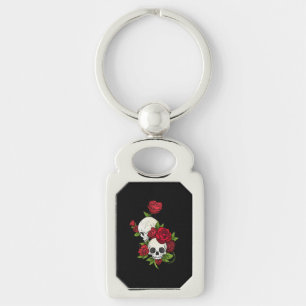 Skulls Roses Día de Muertos Key Ring