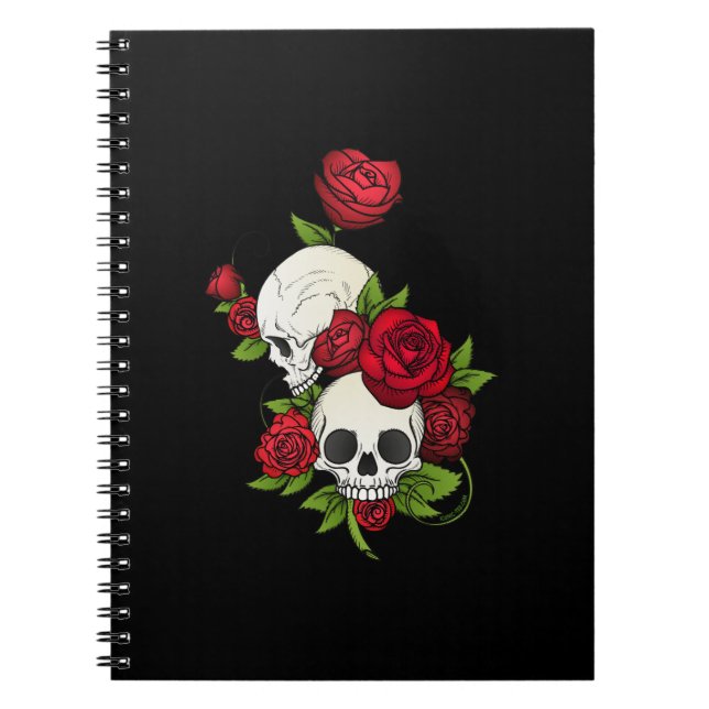 Skulls Roses Día de Muertos Notebook (Front)