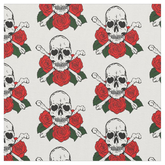 Skulls roses fabric (Close Up)