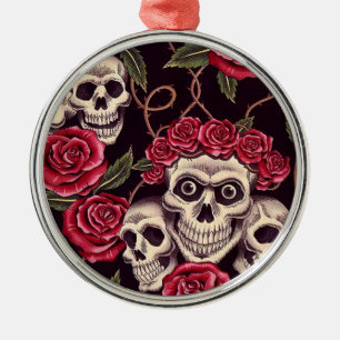 Skulls & Roses Metal Tree Decoration