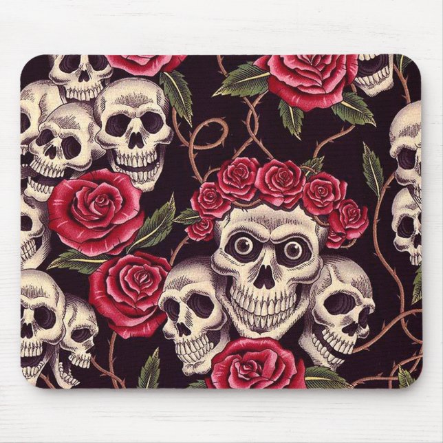 Skulls & Roses Mouse Pad (Front)