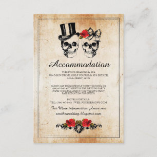 Skulls Roses Rustic Accommodation Wedding Cards