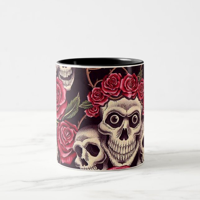 Skulls & Roses Two-Tone Coffee Mug (Center)