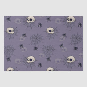 Skulls Spiders Spiderwebs Blue Halloween Tissue Paper