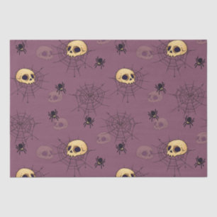 Skulls Spiders Spiderwebs Purple Halloween Tissue Paper