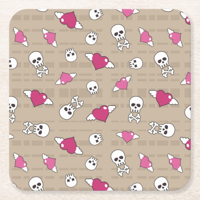Skulls Square Paper Coaster (Front)