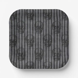 Skulls & Stripes Halloween Paper Plates