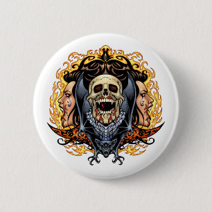 Skulls, Vampires and Bats customisable by Al Rio. 6 Cm Round Badge