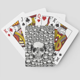 SKULLS WALL DEATH DEAD SKELETON BLACK WHITE PLAYING CARDS