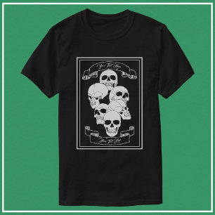 Skulls with Banners and Text Men's Black T-Shirt