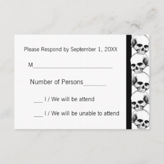 Skulls with Stripe(Black) RSVP Card