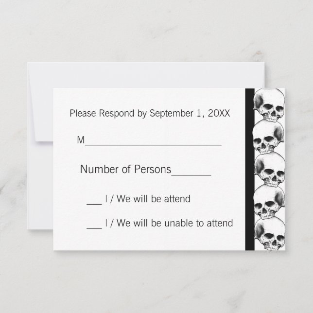 Skulls with Stripe(Black) RSVP Card (Front)