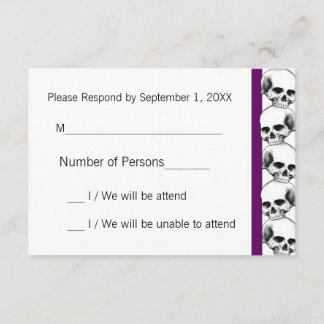 Skulls with Stripe(Purple) RSVP Card