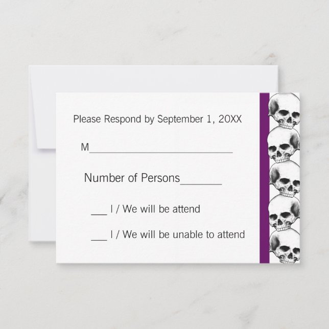 Skulls with Stripe(Purple) RSVP Card (Front)