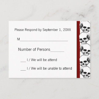 Skulls with Stripe(Red) RSVP Card