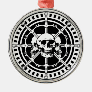 Skulls with Swords Metal Tree Decoration