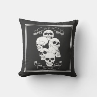 Skulls with Text Black Cushion