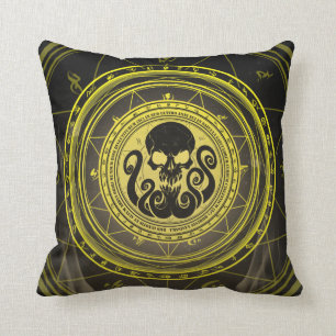 Skullthulhu Fearfull Yellow Arcane Cushion