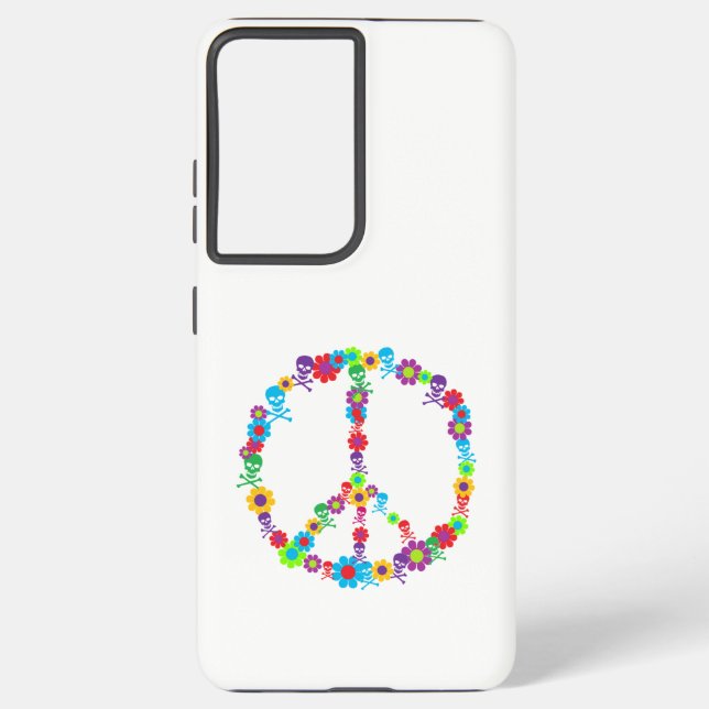 Skully Flower Power Peace Sign Samsung Galaxy S21 Ultra Case (Back)