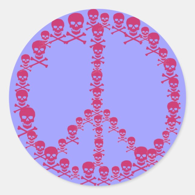 Skully Peace Sign Classic Round Sticker (Front)
