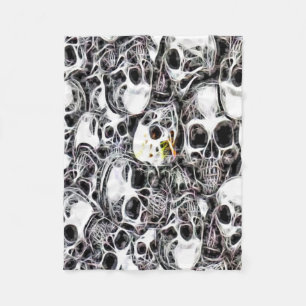 Skully Skull Burial ground Fractal Fleece Blanket