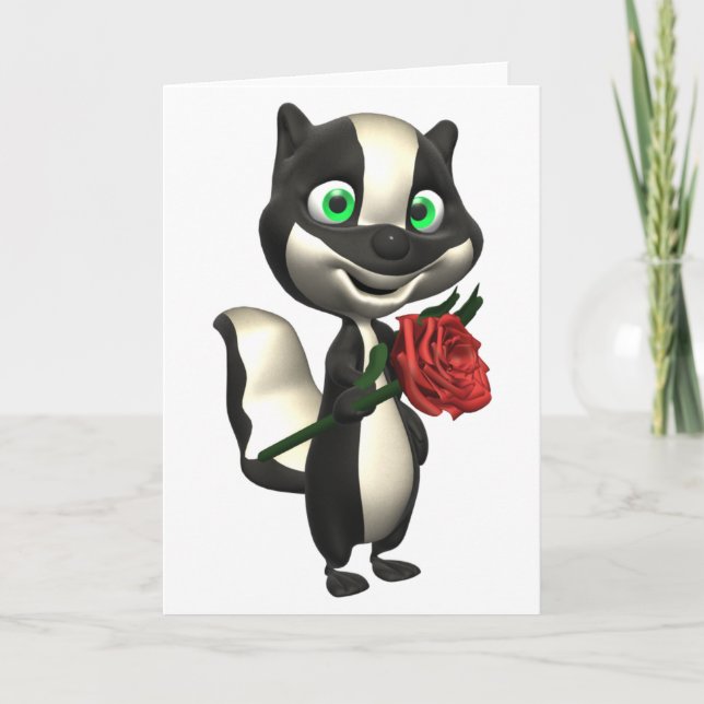 Skunk and Red Rose Greeting Card (Front)