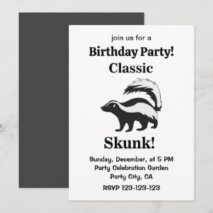 Skunk Animal Funny Birthday Invitation