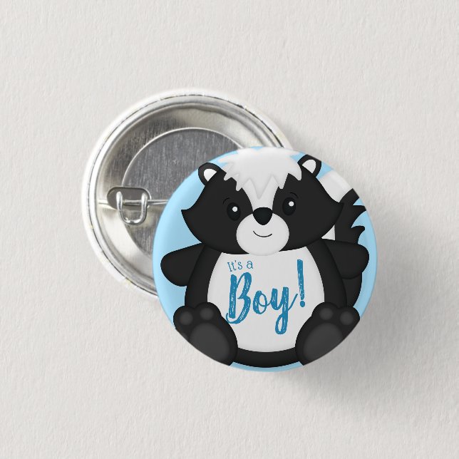 Skunk Baby Shower Blue 3 Cm Round Badge (Front & Back)