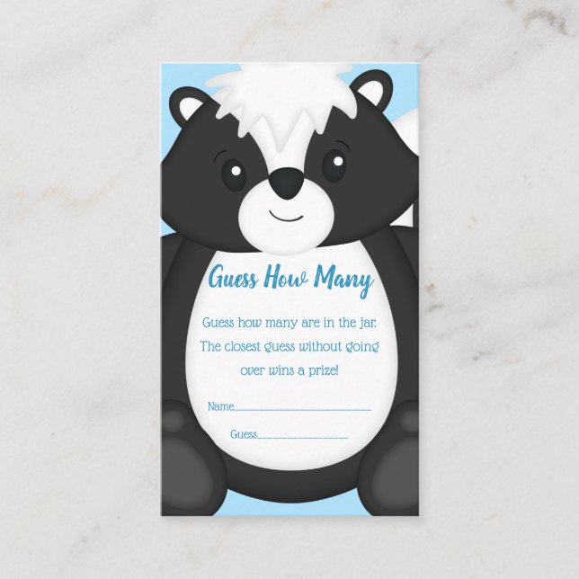 Skunk Baby Shower Blue Enclosure Card (Front)