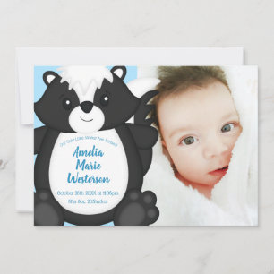 Skunk Baby Shower Blue Invitation