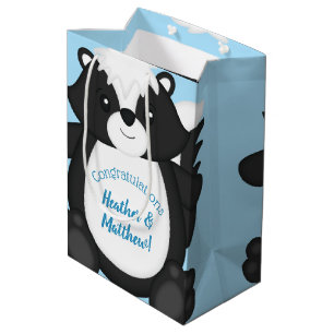 Skunk Baby Shower Blue Medium Gift Bag