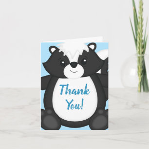Skunk Baby Shower Blue Thank You Card