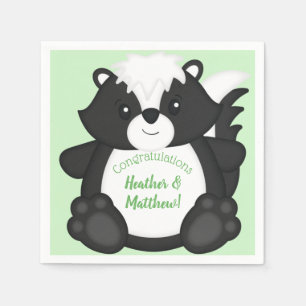 Skunk Baby Shower Green Napkin