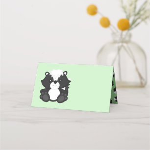 Skunk Baby Shower Green Place Card