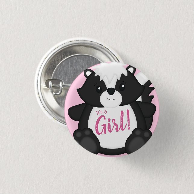 Skunk Baby Shower Pink 3 Cm Round Badge (Front & Back)