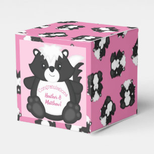 Skunk Baby Shower Pink Favour Box